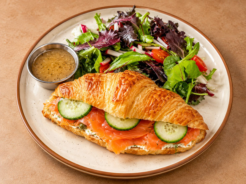 Smoked Salmon Cream Cheese and Cucumber Croissant