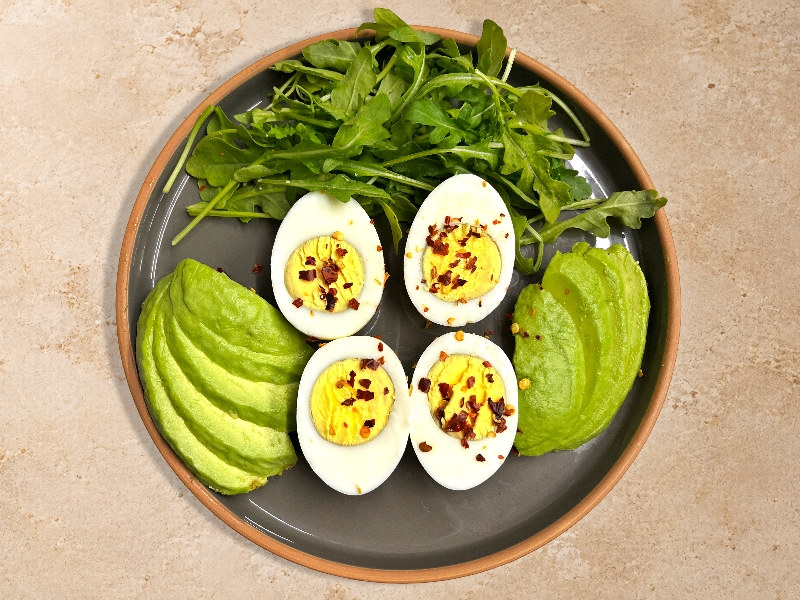 2 Hard Boiled Egg and avocado 